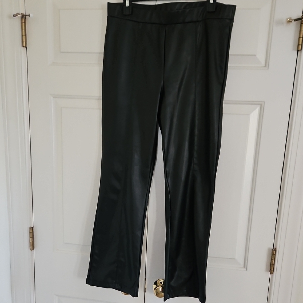 Cupio Black Faux Leather Bootcut Women's Pants Size Large